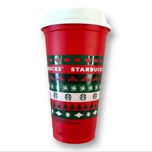 Starbucks NWOT 16oz 2020 Holiday Red Cup Reusable Hot Mug with lid BPA Free
